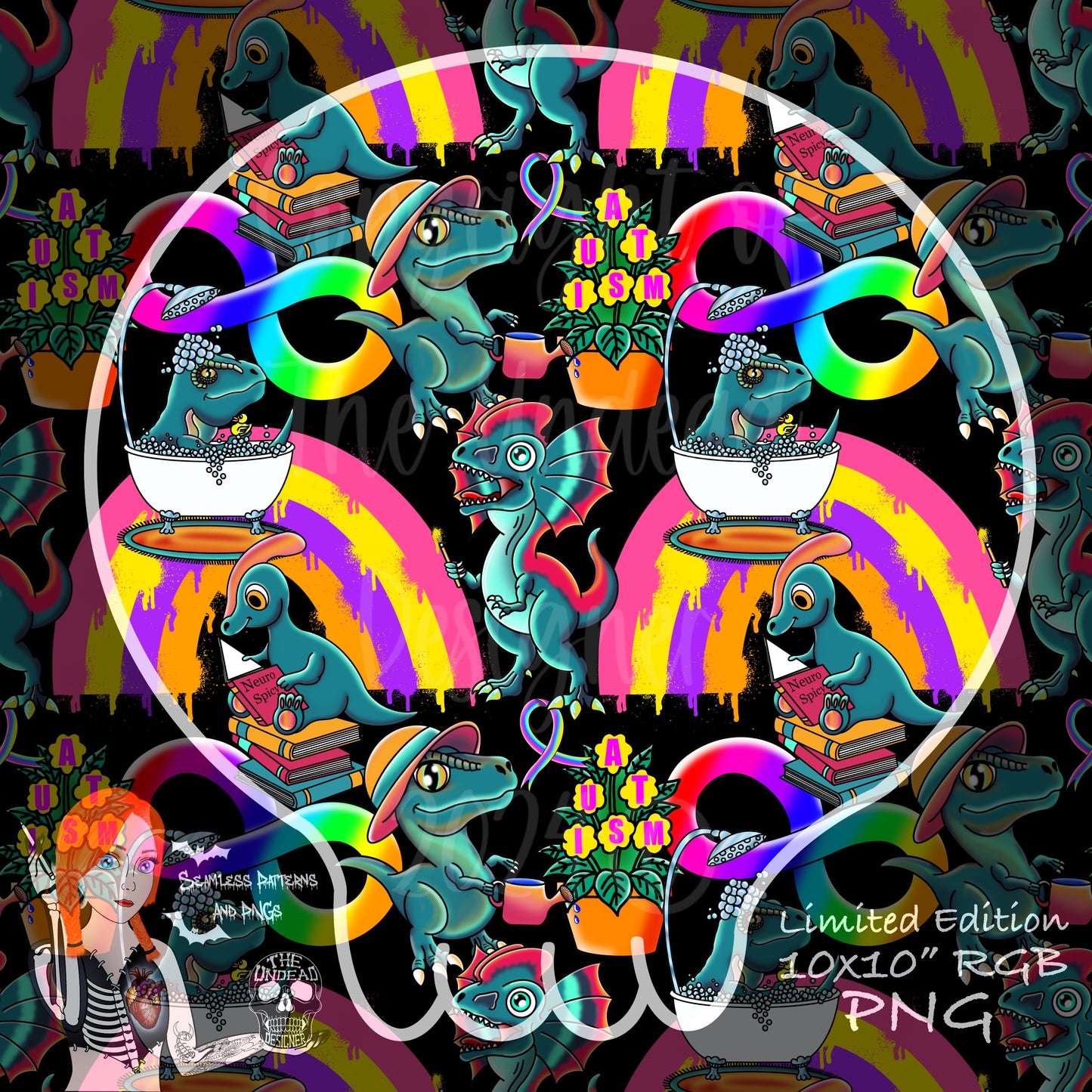 ASD Dinosaur Seamless - Autism Acceptance