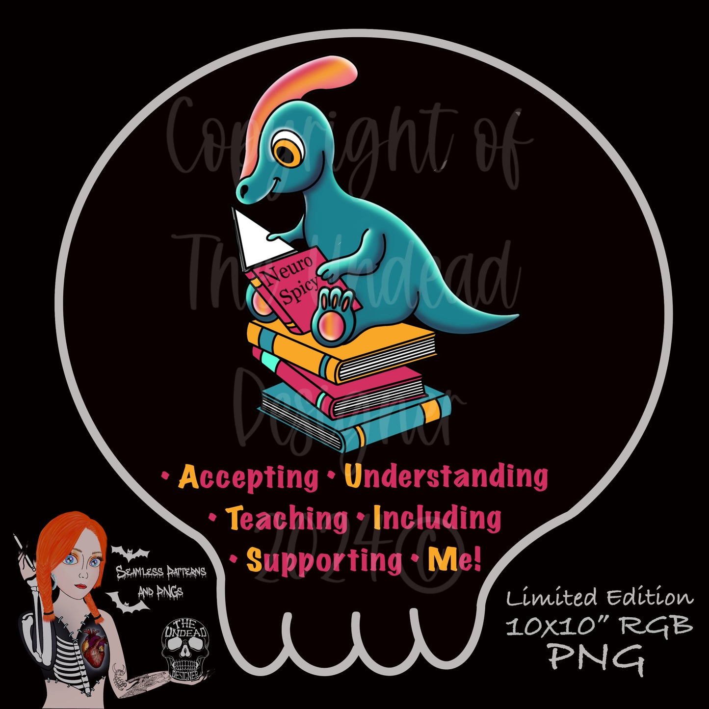 ASD Dino PNGs - Autism Awareness