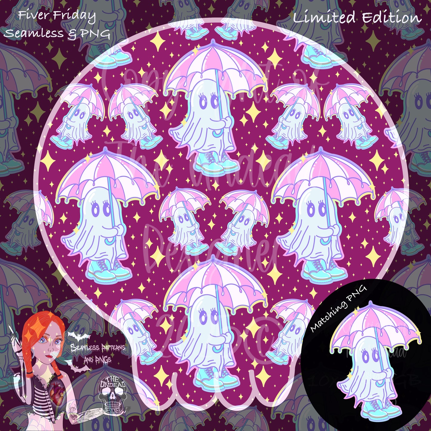 Ghost rain seamless and PNGs