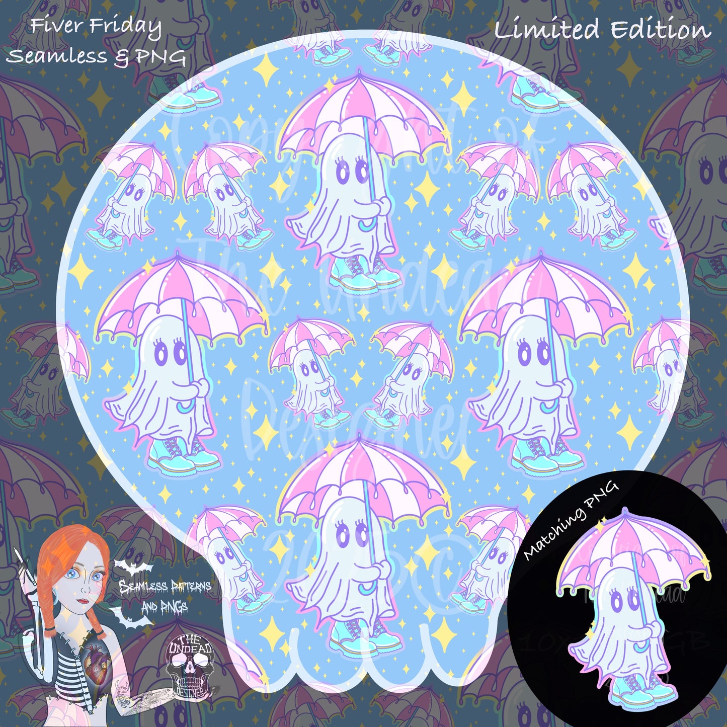 Ghost rain seamless and PNGs