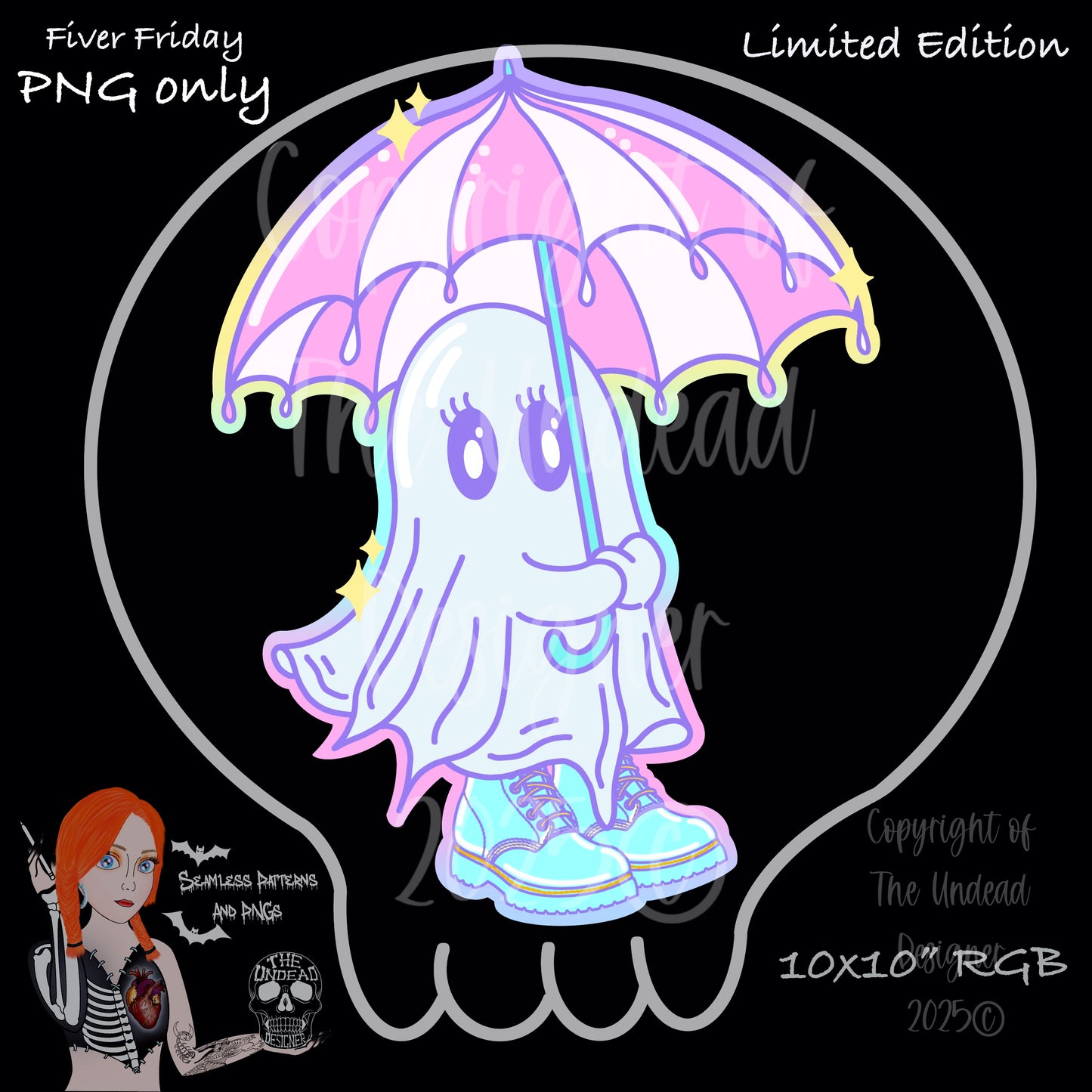 Ghost rain seamless and PNGs