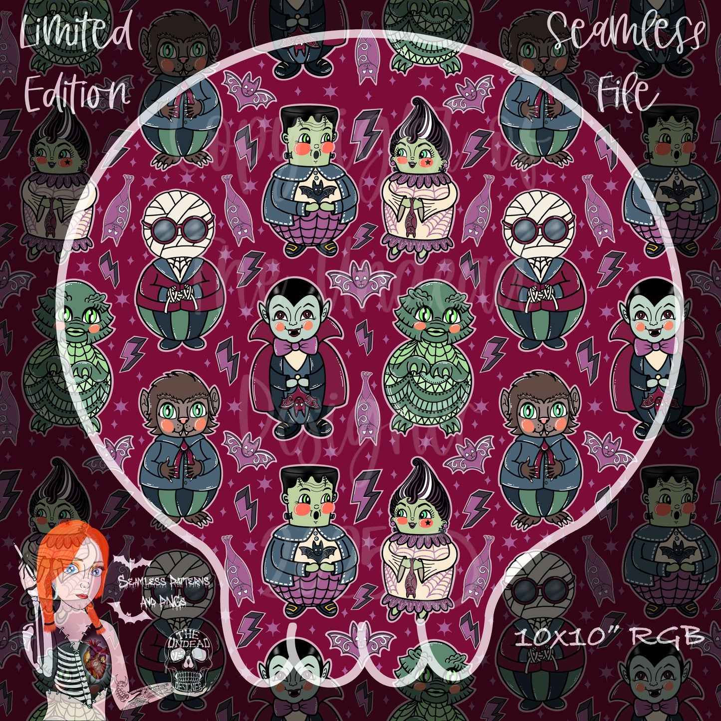 Universal Monsters Seamless and PNGs VIP