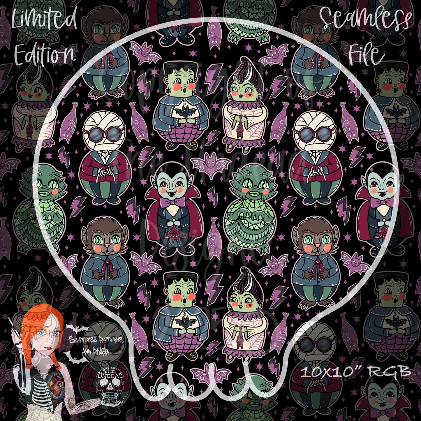 Universal Monsters Seamless and PNGs VIP