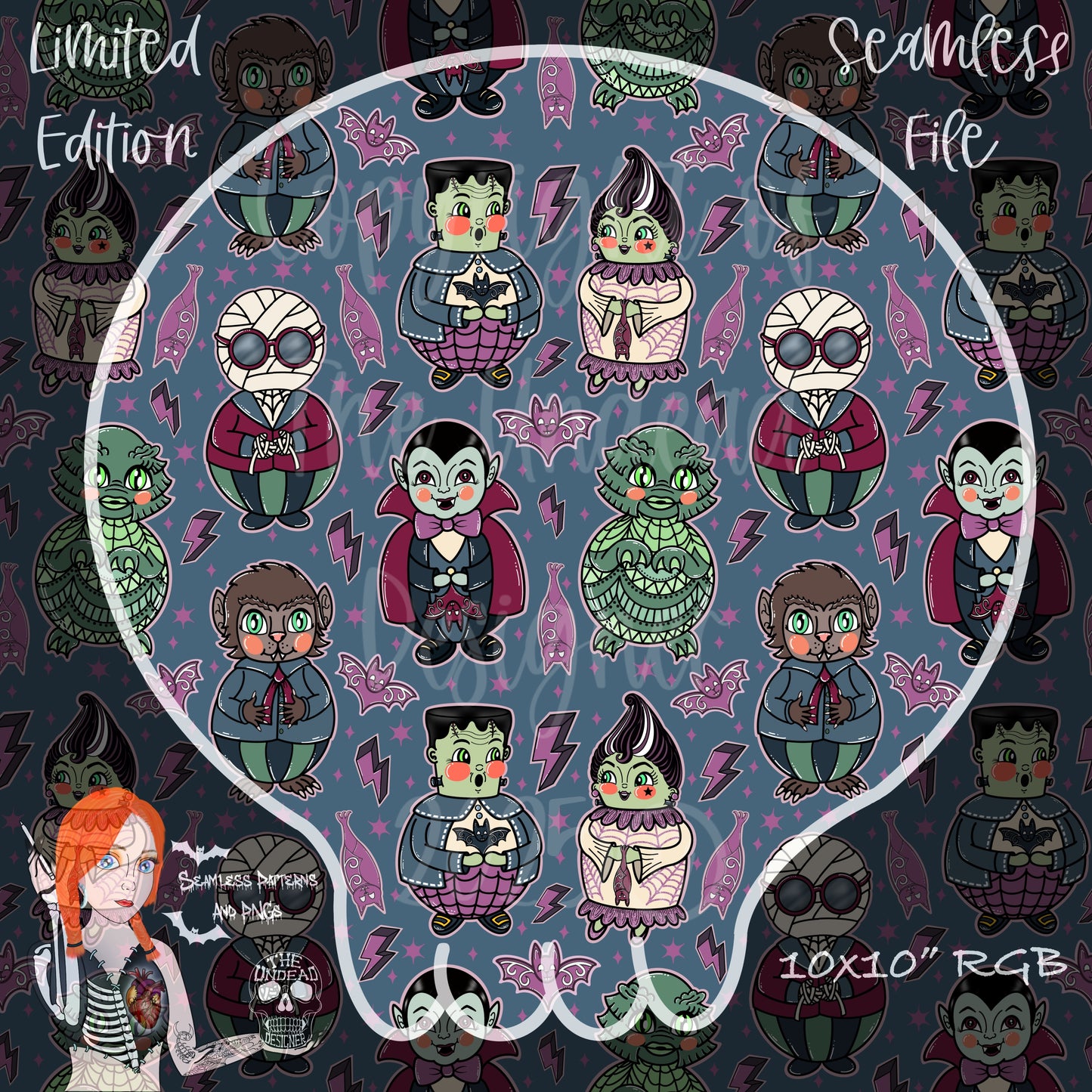 Universal Monsters Seamless and PNGs VIP