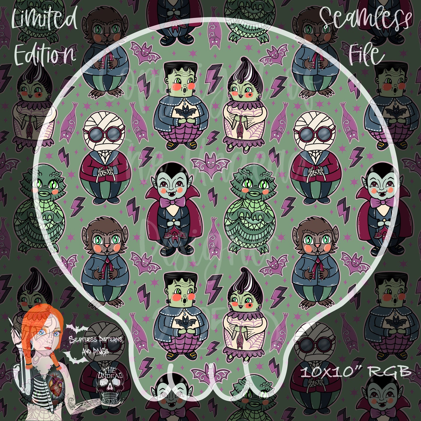 Universal Monsters Seamless and PNGs VIP