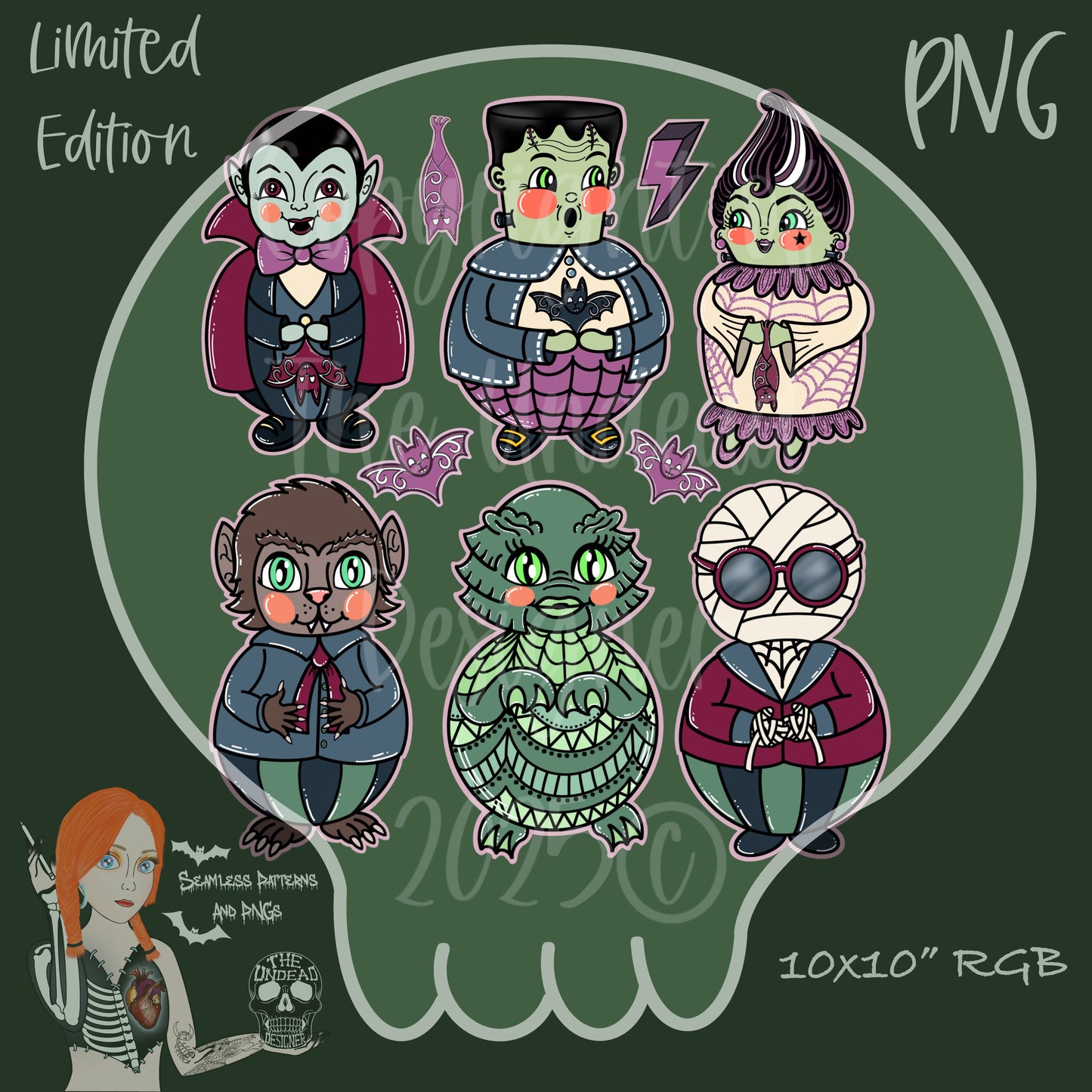 Universal Monsters Seamless and PNGs VIP