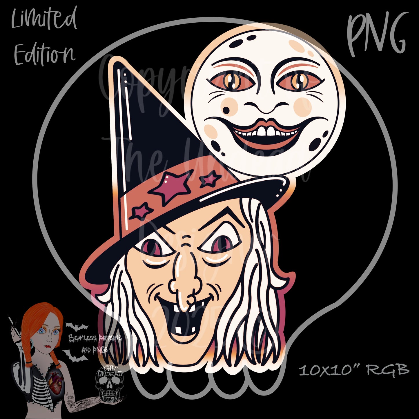 Vintage Witch Seamless and PNGs