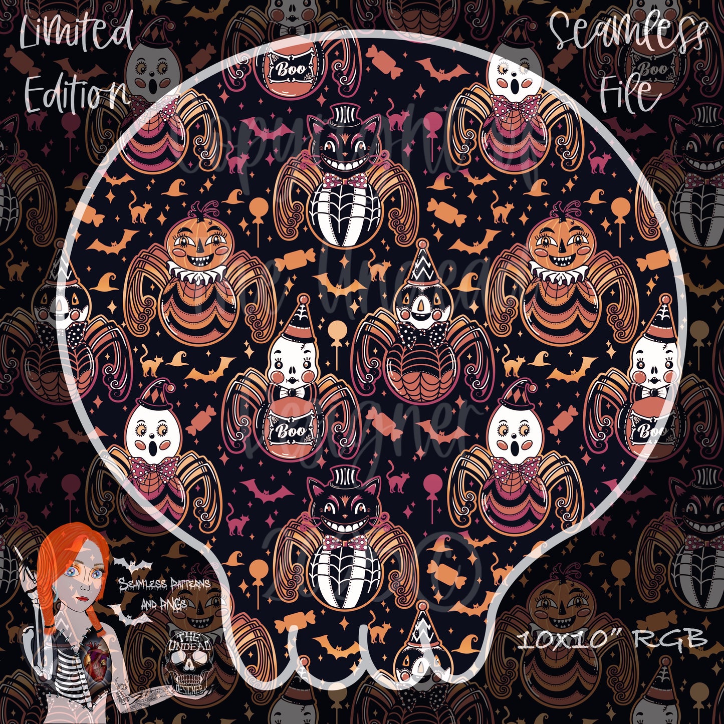 Vintage Creepy Crawlies Seamless and PNGs