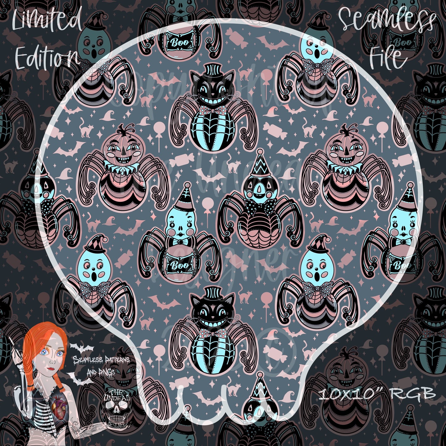 Vintage Creepy Crawlies Seamless and PNGs