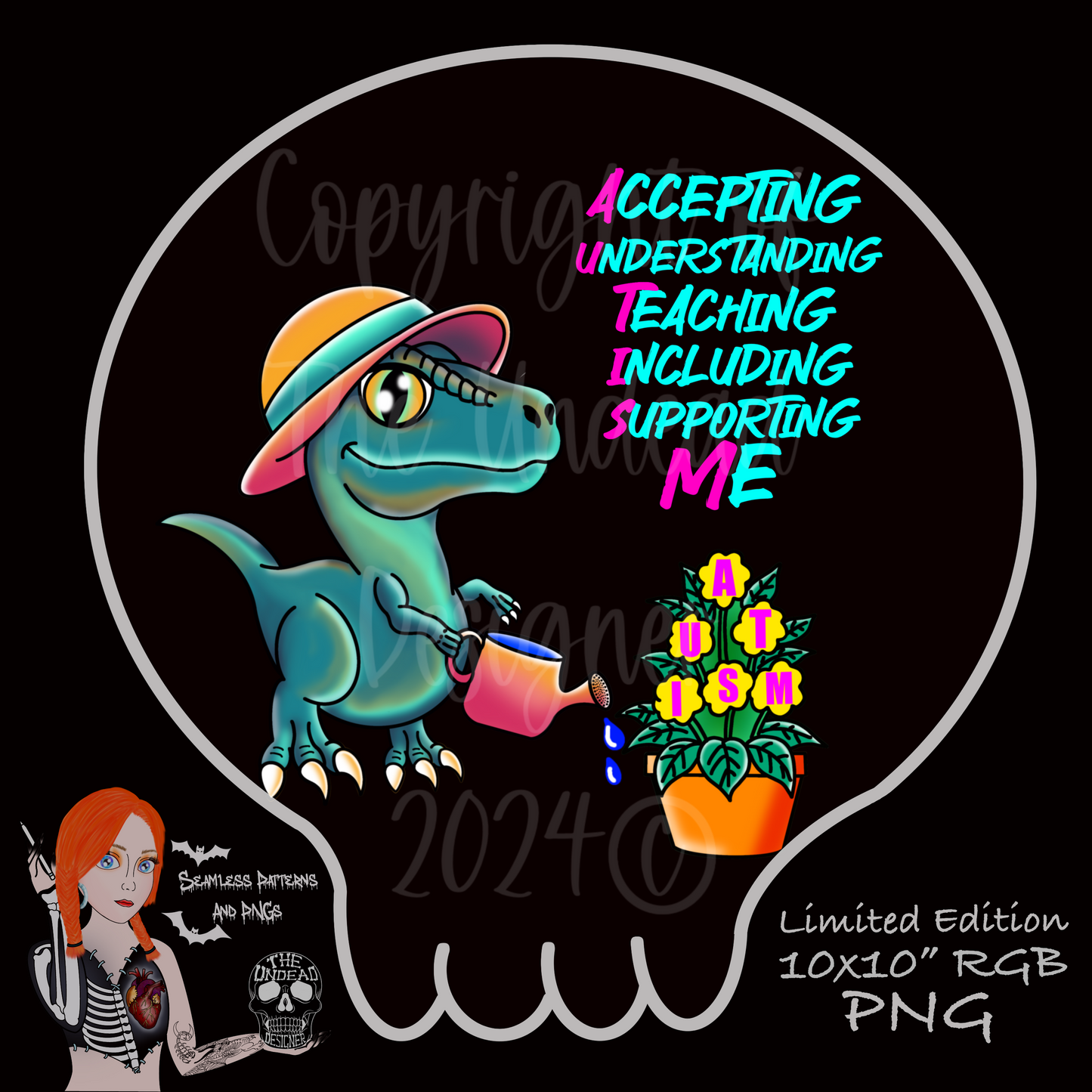 ASD Dino PNGs - Autism Awareness