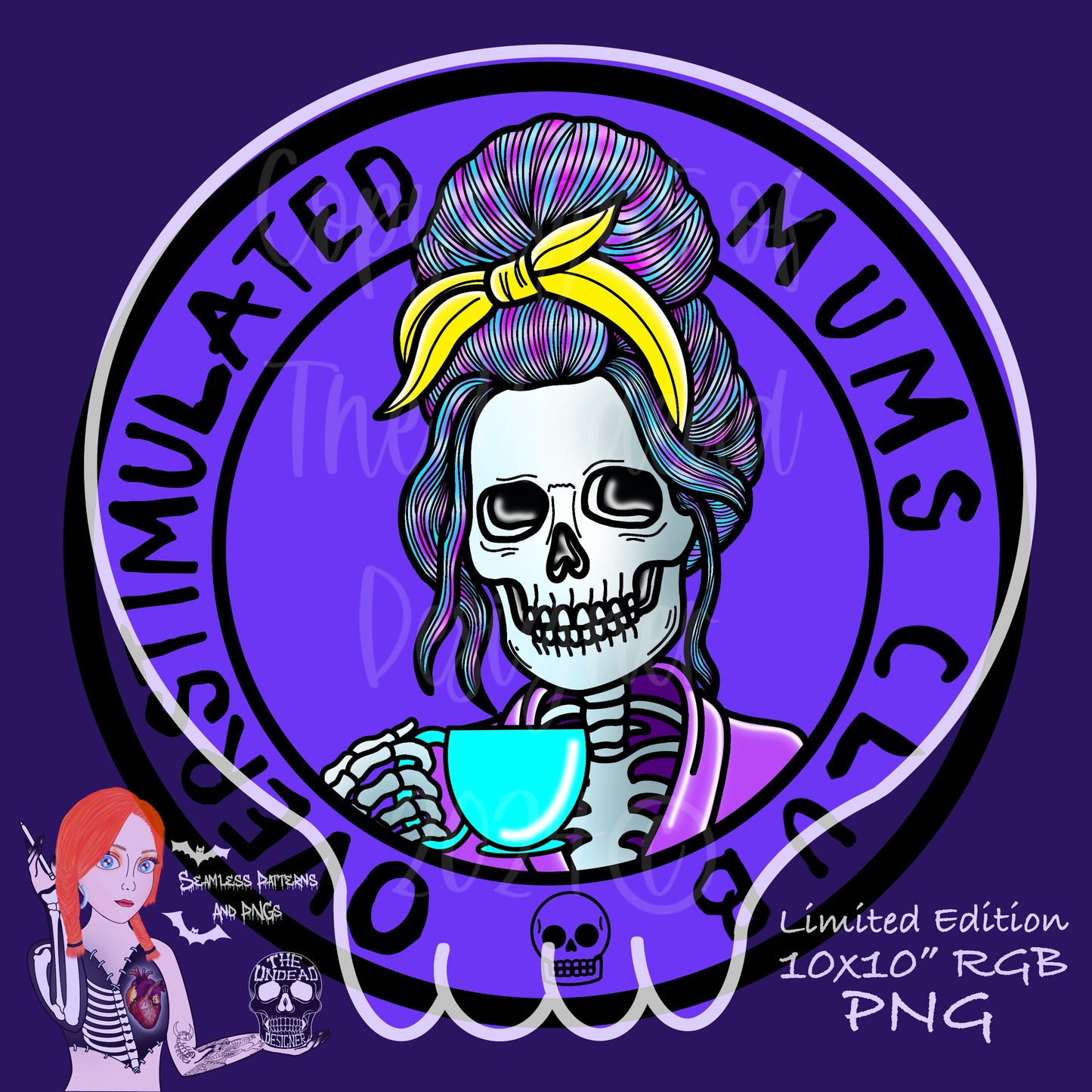 Overtired Mums Club PNGs (comes with US spelling too “Moms”)
