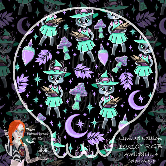 Cottagecore Cat Witch Seamless