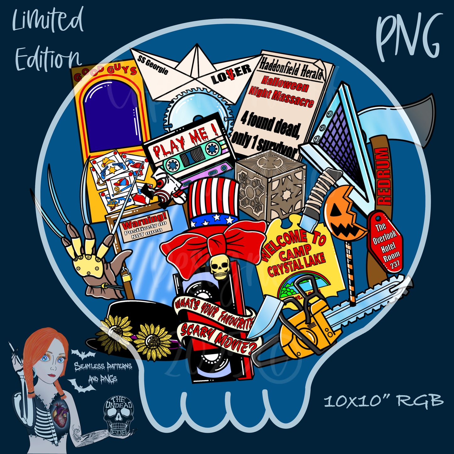 Horror Icons 2.0 Seamless and PNGs VIP