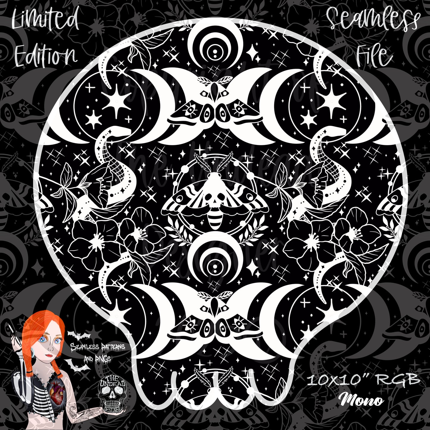 Celestial Moths Seamless and PNGs