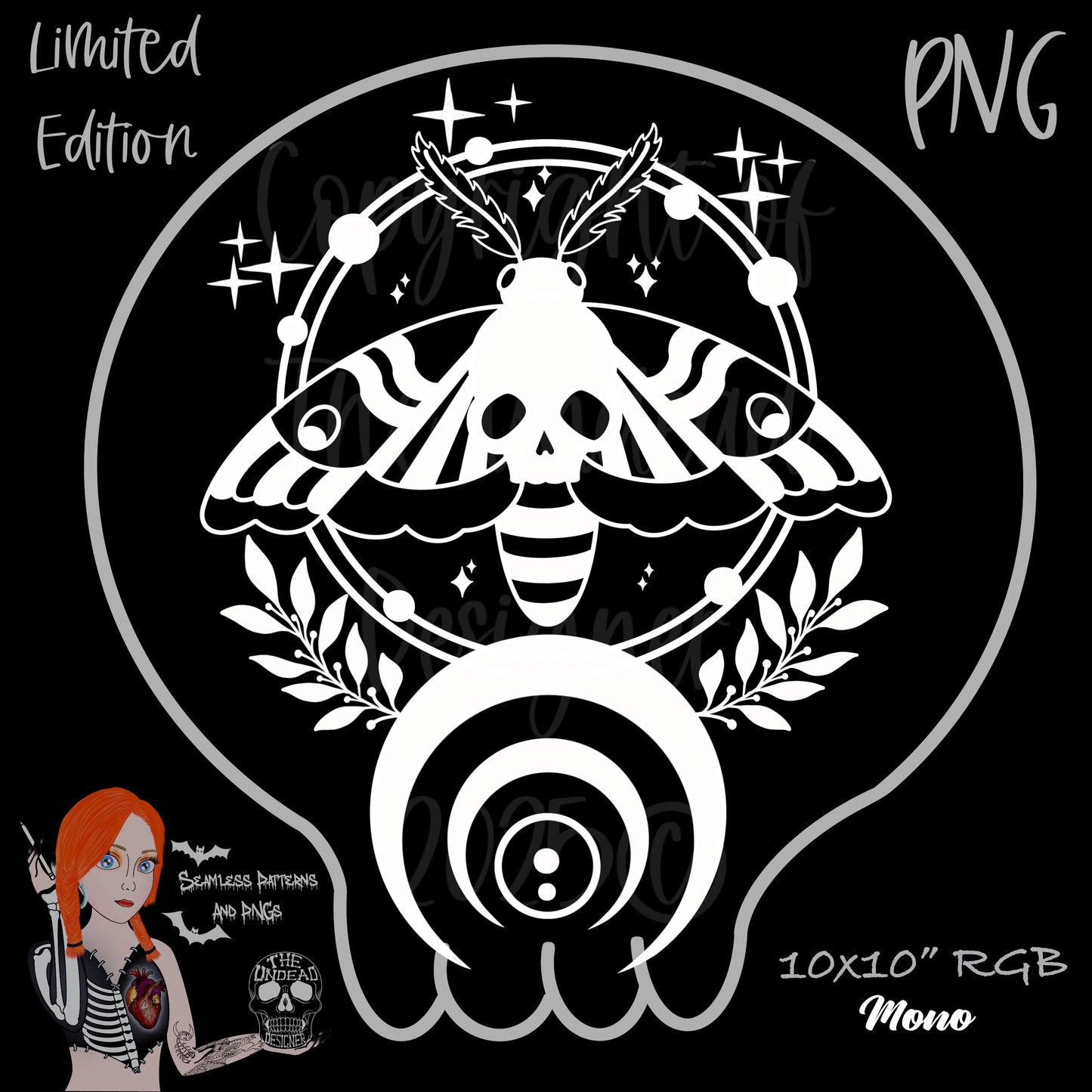 Celestial Moths Seamless and PNGs