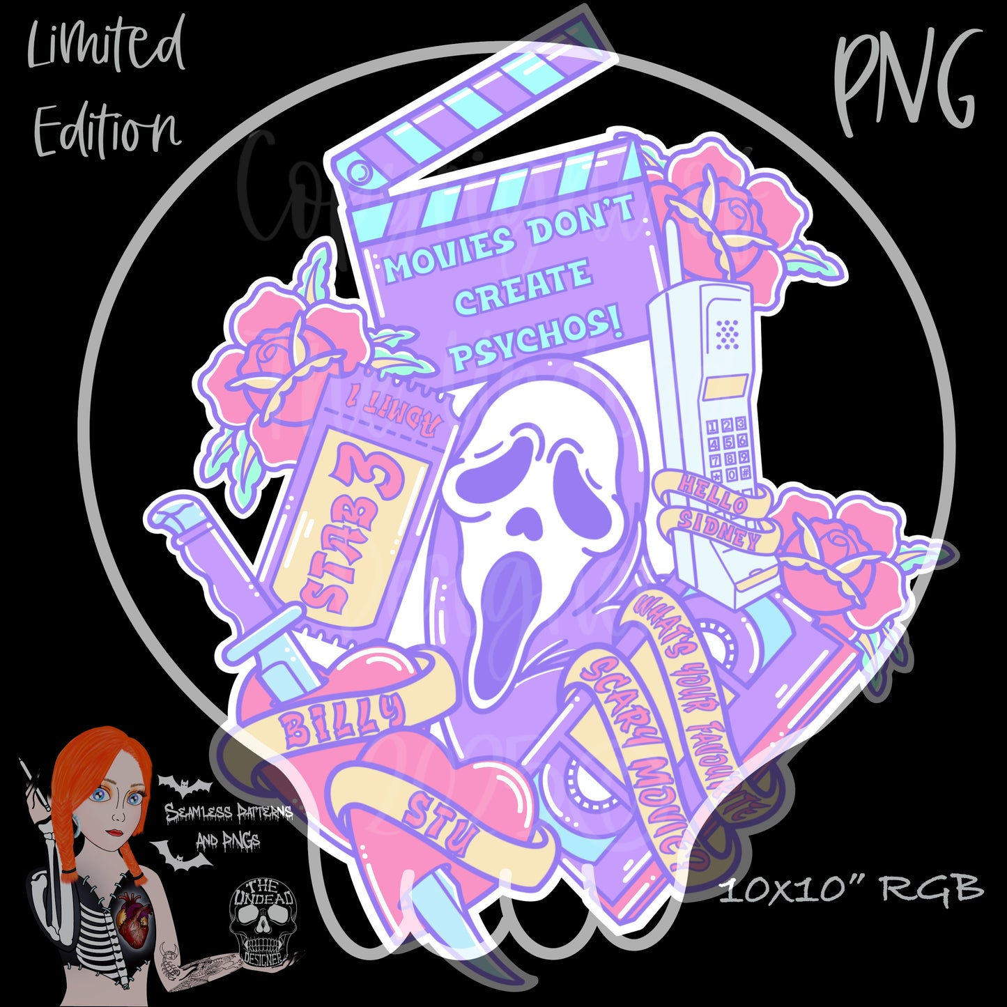 Ghostface Horror seamless and PNGs VIP
