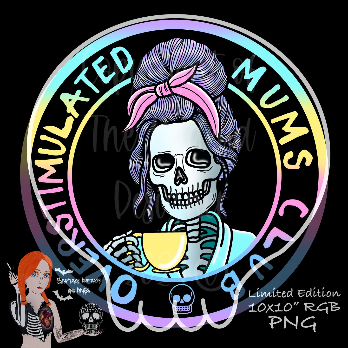 Overtired Mums Club PNGs (comes with US spelling too “Moms”)