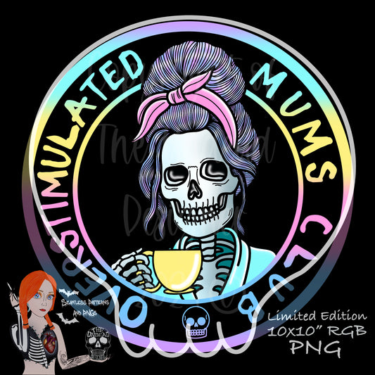 Overtired Mums Club PNGs (comes with US spelling too “Moms”)