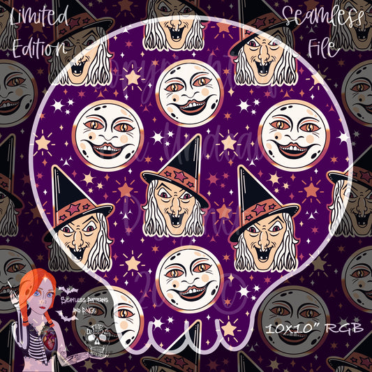 Vintage Witch Seamless and PNGs