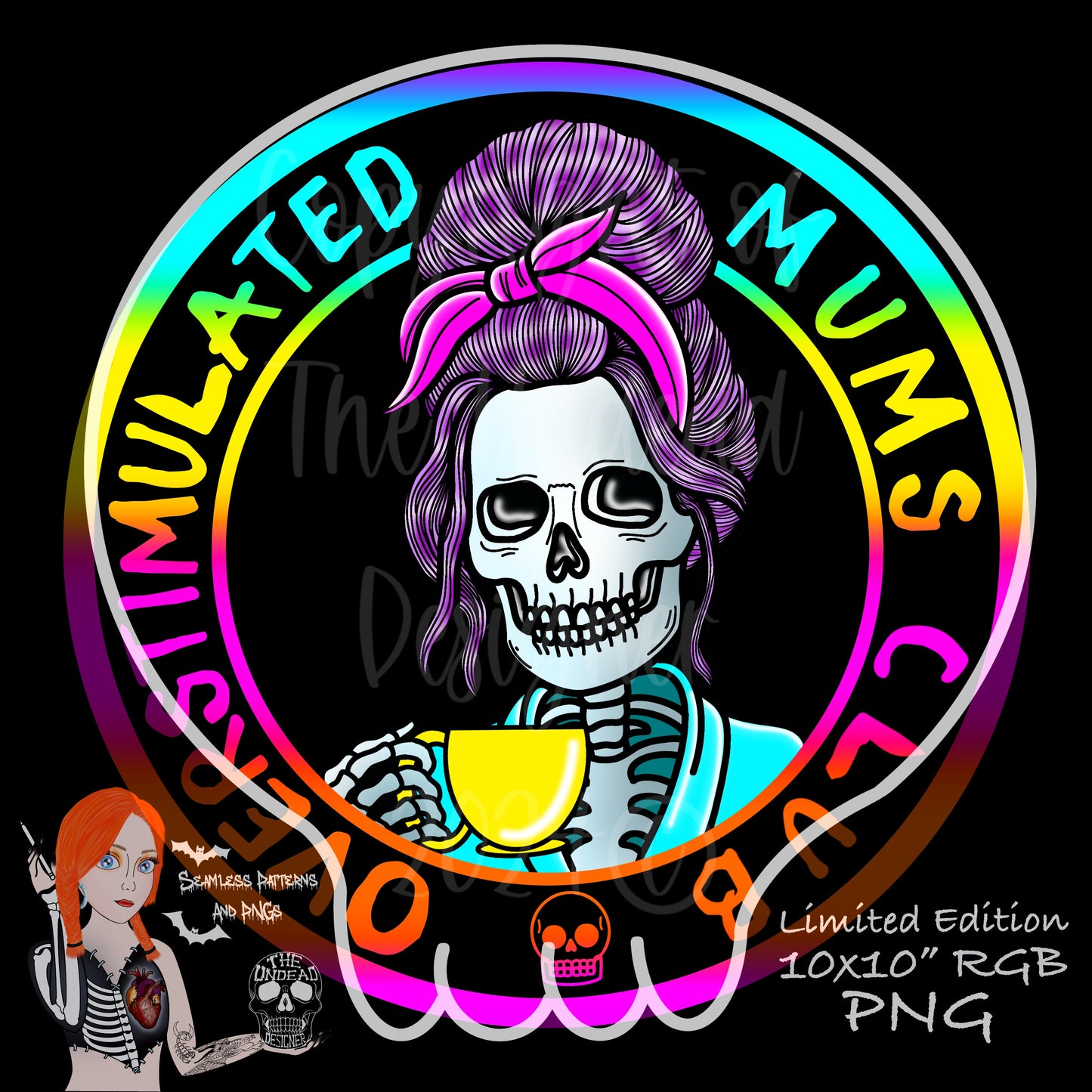 Overtired Mums Club PNGs (comes with US spelling too “Moms”)