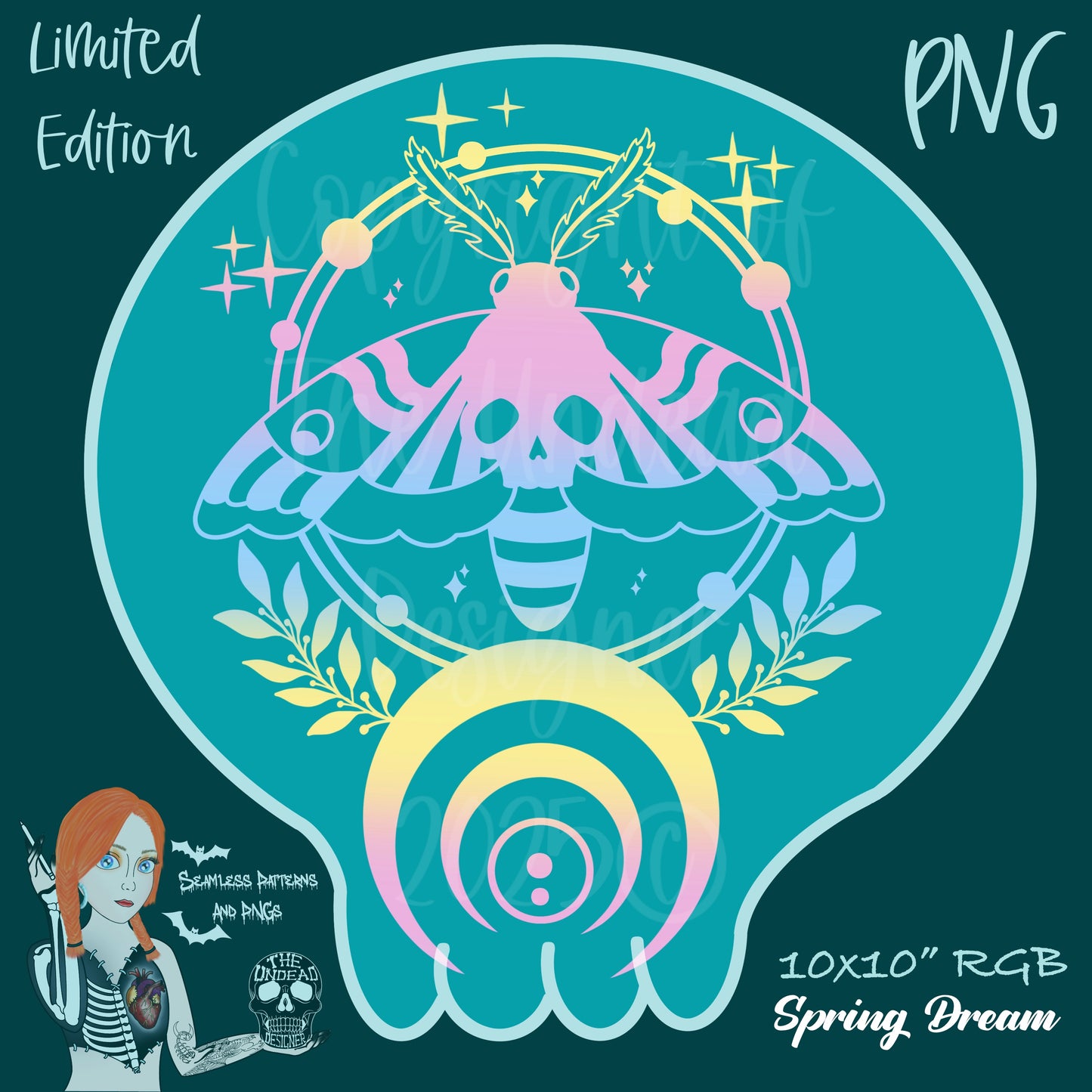 Celestial Moths Seamless and PNGs