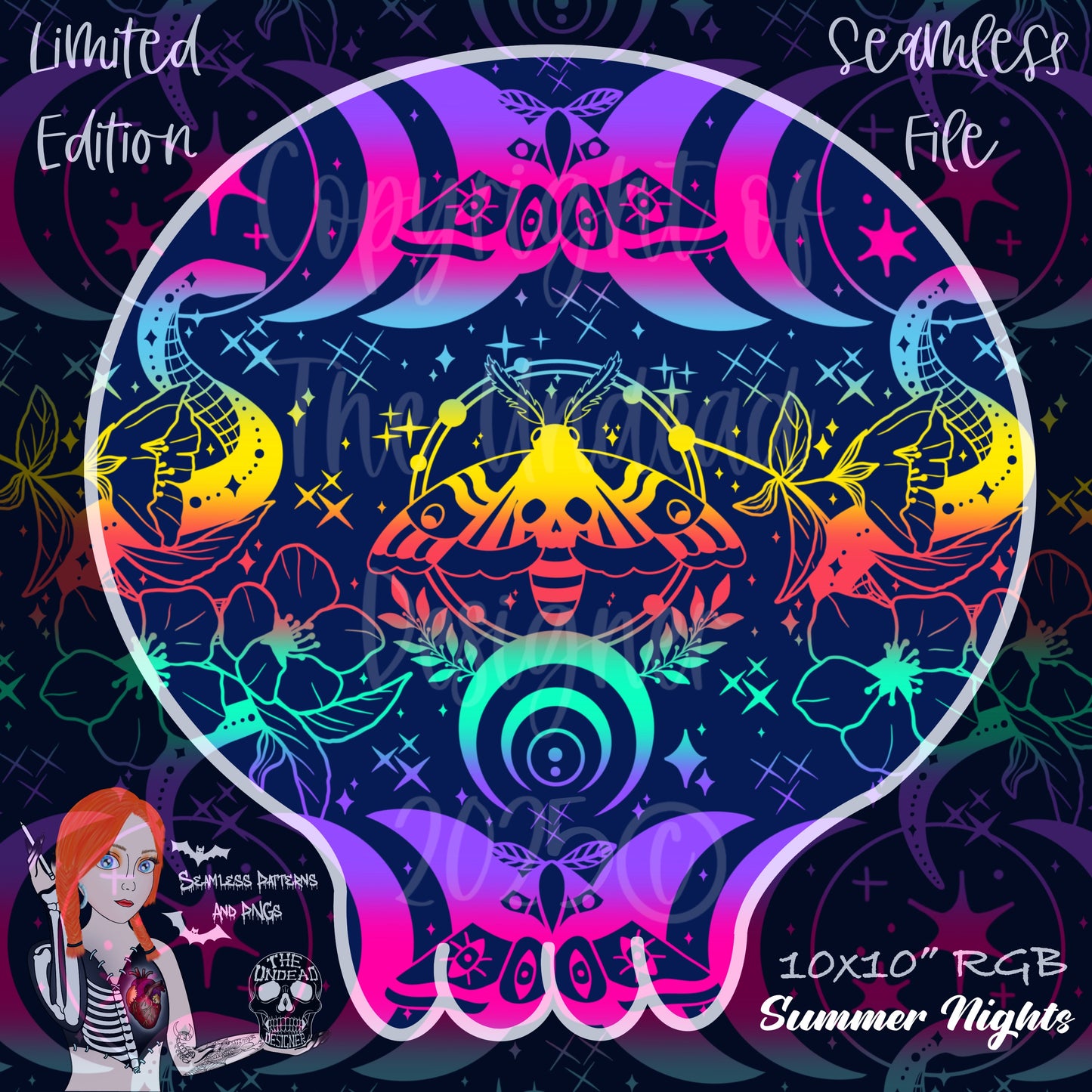Celestial Moths Seamless and PNGs