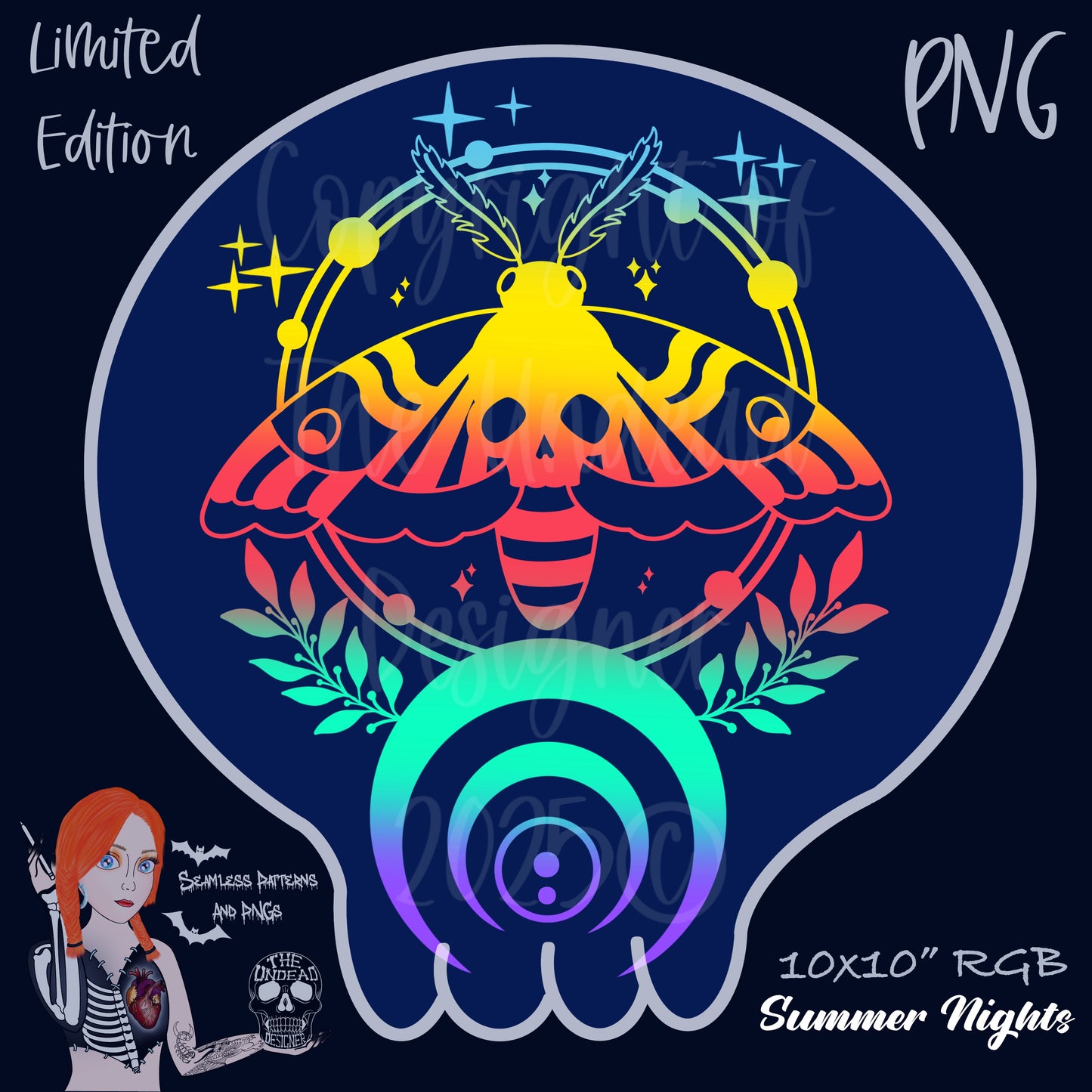 Celestial Moths Seamless and PNGs