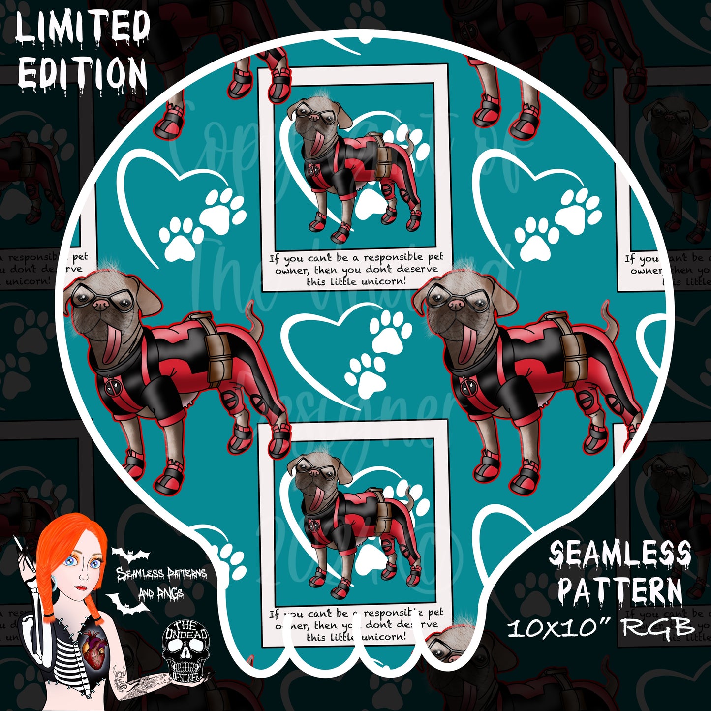 Dog Pool seamless and PNGs VIP